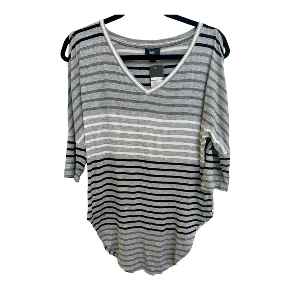 NWT! Striped Cold Shoulder V Neck Blouse in size XS